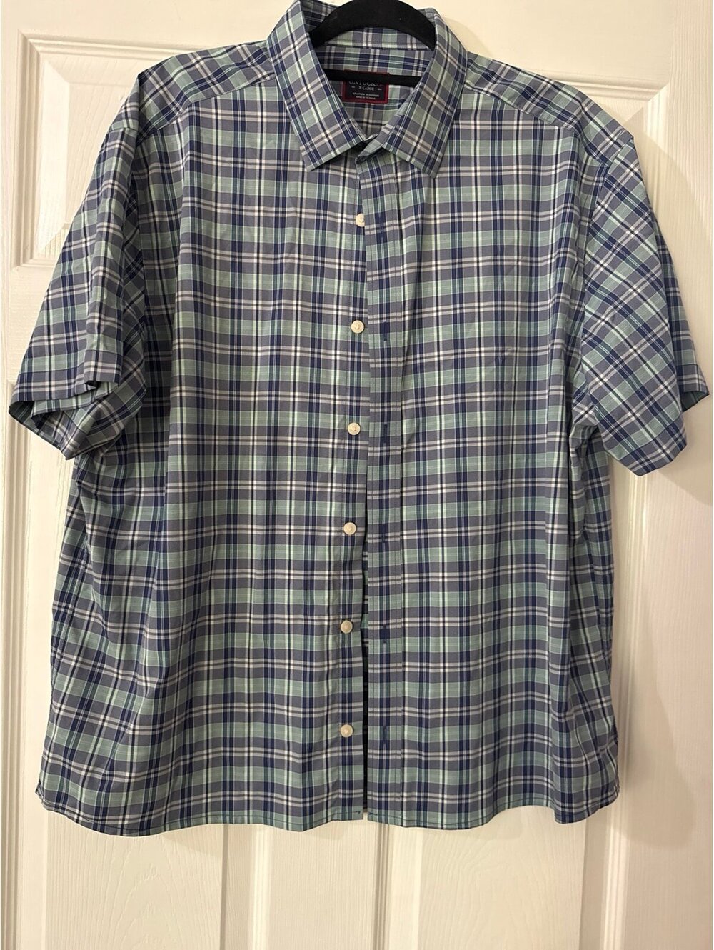 UNTUCKit Blue and Green Plaid Short Sleeve Button Front Shirt Men’s XL